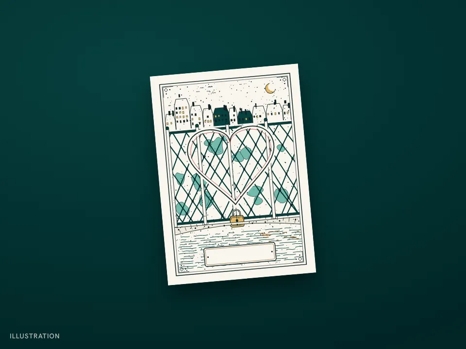 Illustration: a phone scans a printed card and the photo on it comes alive.