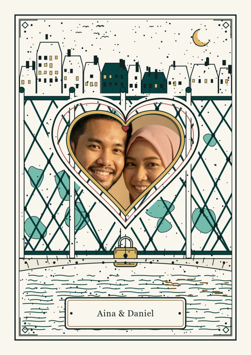 Their card, with their photo in the heart window, the way it opens on the phone.